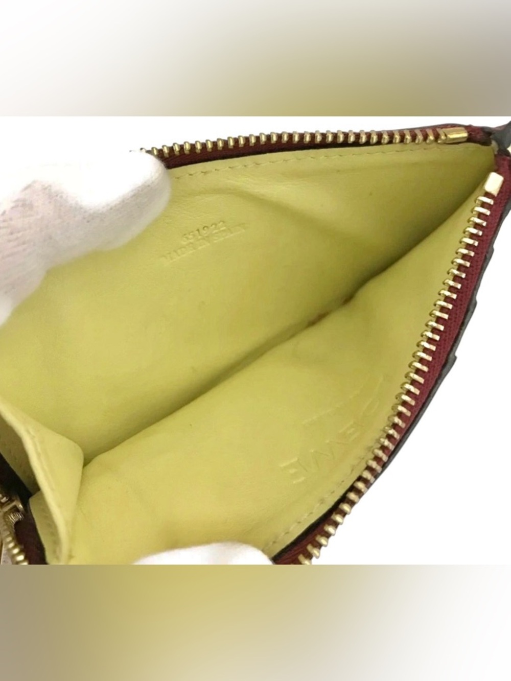 ✨🛍️ Loewe Anagram Burgundy & Yellow Leather Card Holder Pouch - Picture 5 of 5